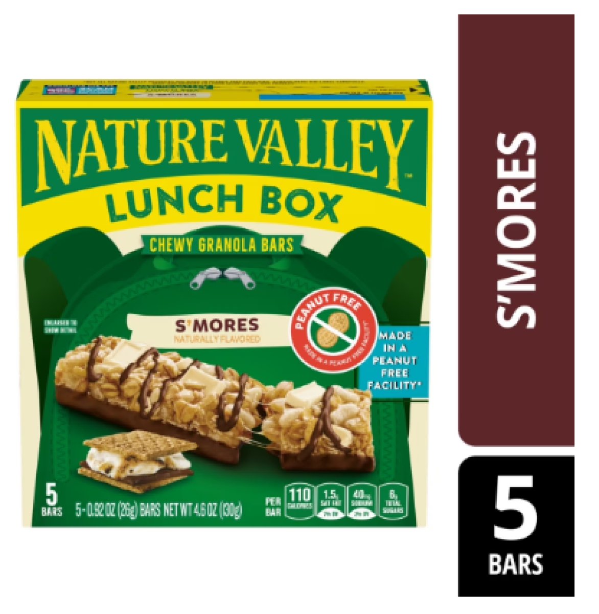 Nature Valley Peanut-Free Chewy S'mores Granola Bars, 5 Bars, 4.6 oz