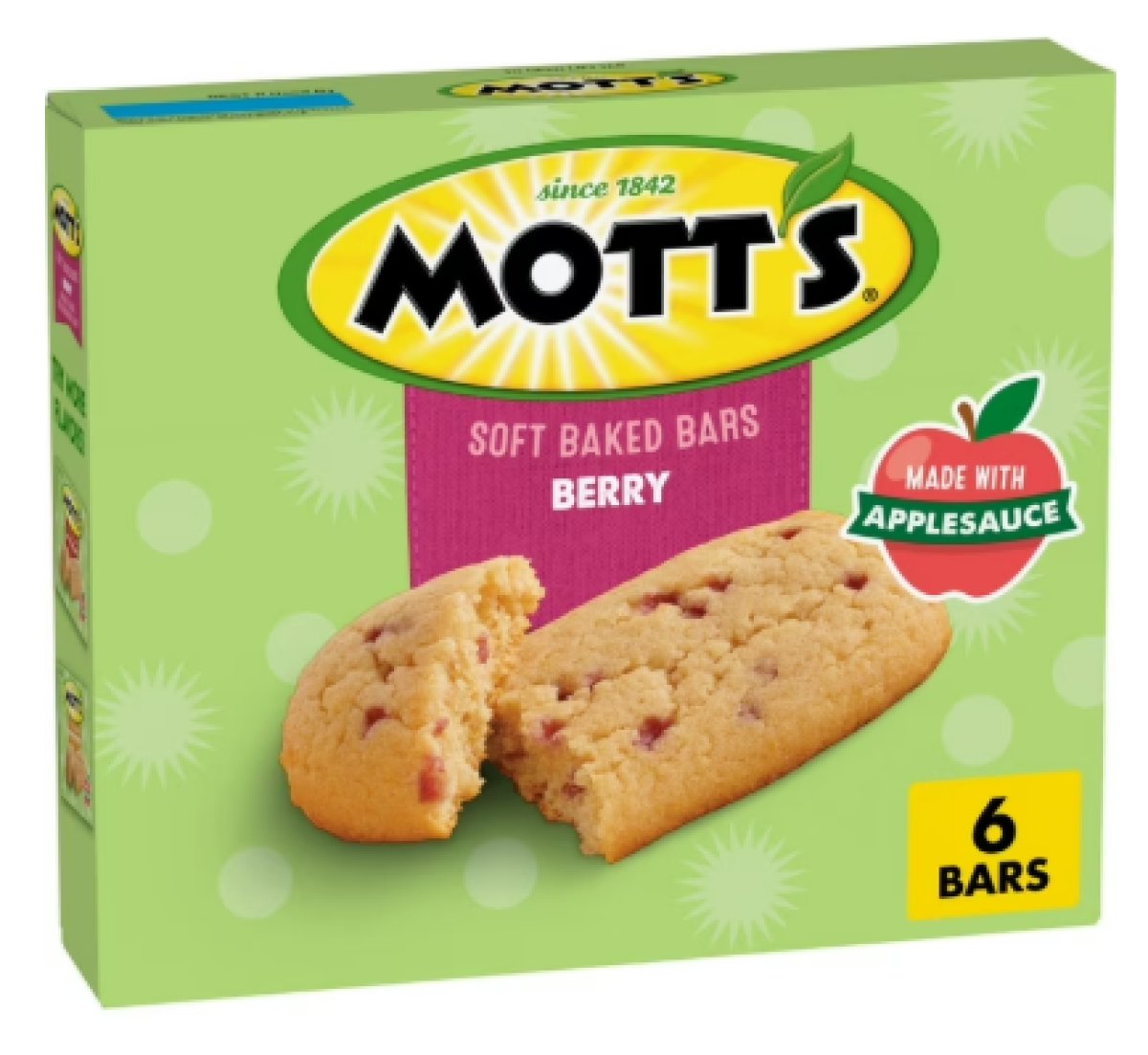 Mott's Soft Baked Berry Bars, Made with Apple Puree, 6 Count, 5.76 oz