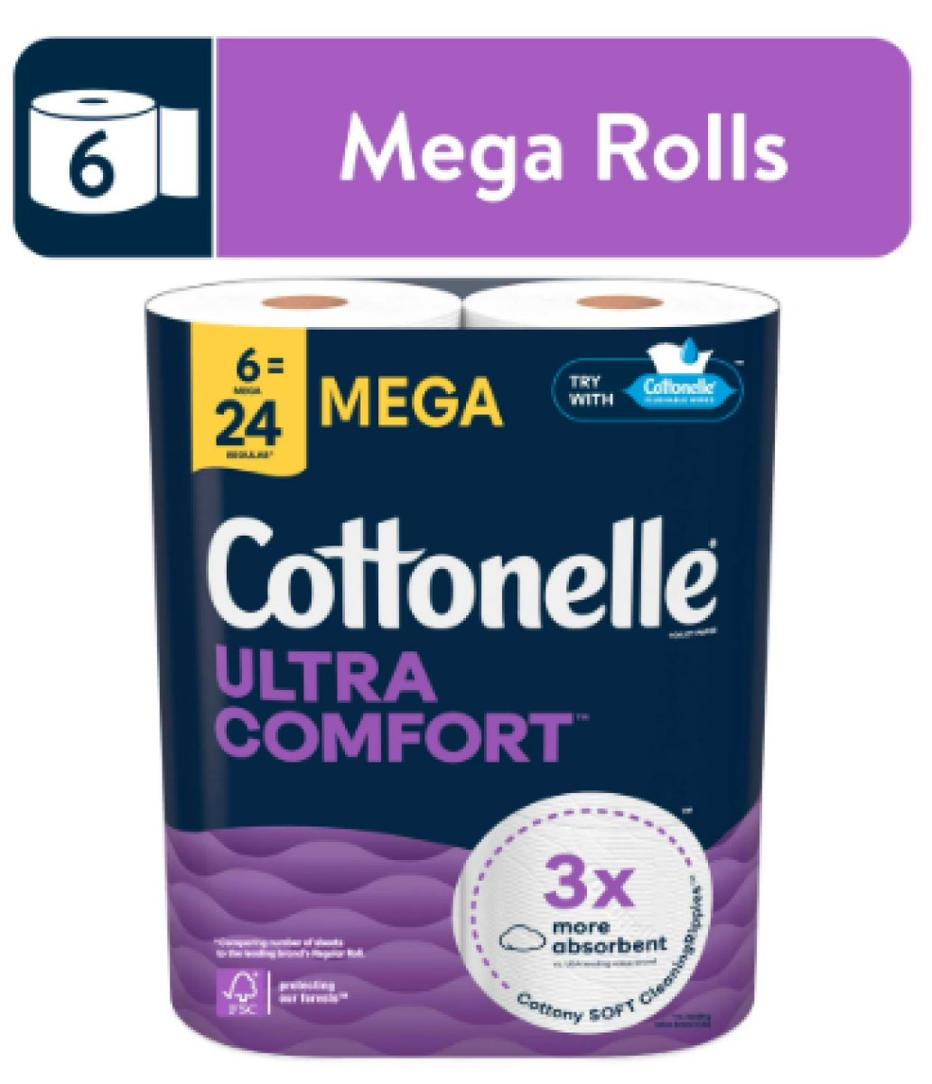 Cottonelle Ultra Comfort Toilet Paper, Soft Toilet Paper, 6 Mega Rolls