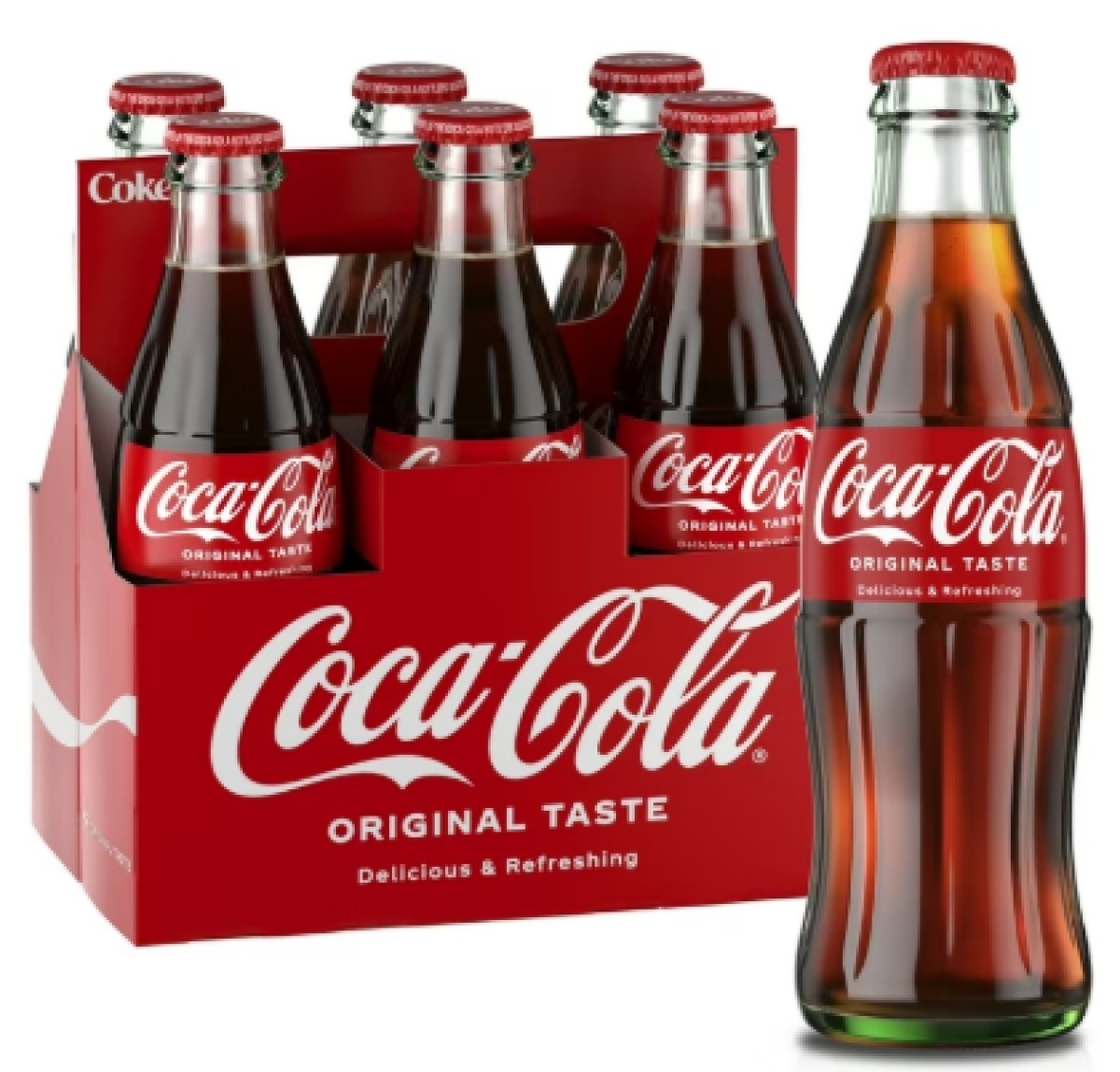 Coca-Cola Classic Cola Soft Drink, 8 fl oz Glass Bottles, 6 Pack
