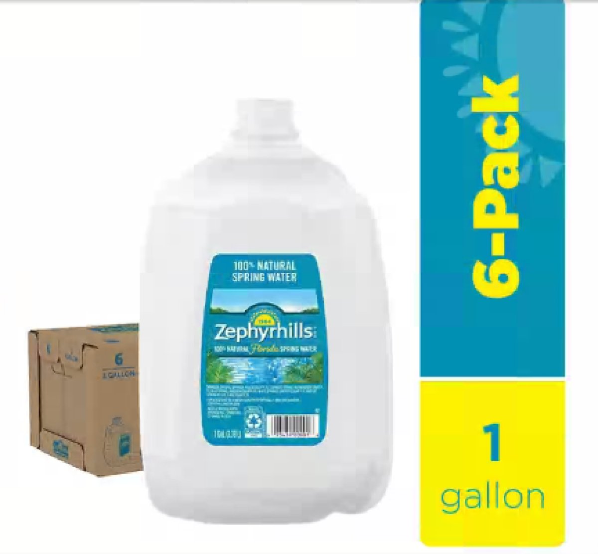Zephyrhills 100% Natural Spring Water, 6 pk./1 gal.