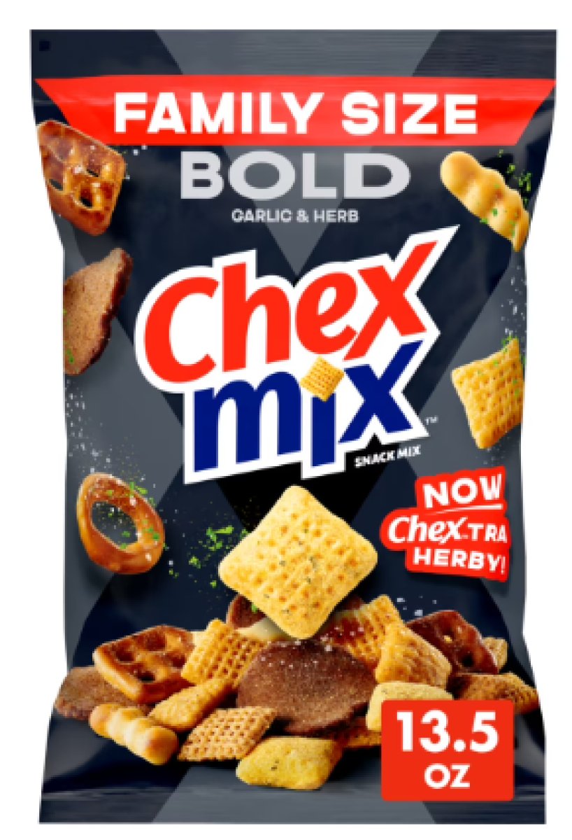 Chex Mix Garlic and Herb Snack Mix, Family Size, Snacks, 13.5 oz