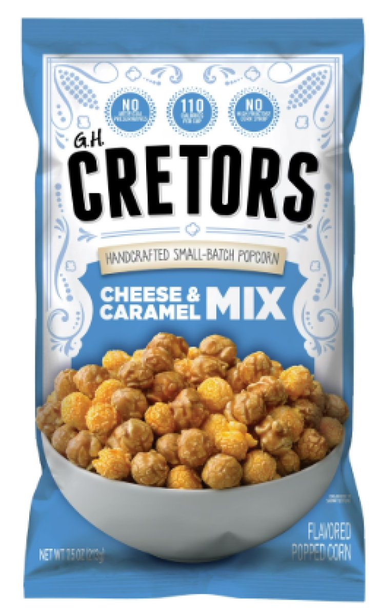 GH Cretors Small Batch Artisan Popcorn Mix with Cheese and Caramel, 7.5 oz, Gluten-Free Snack