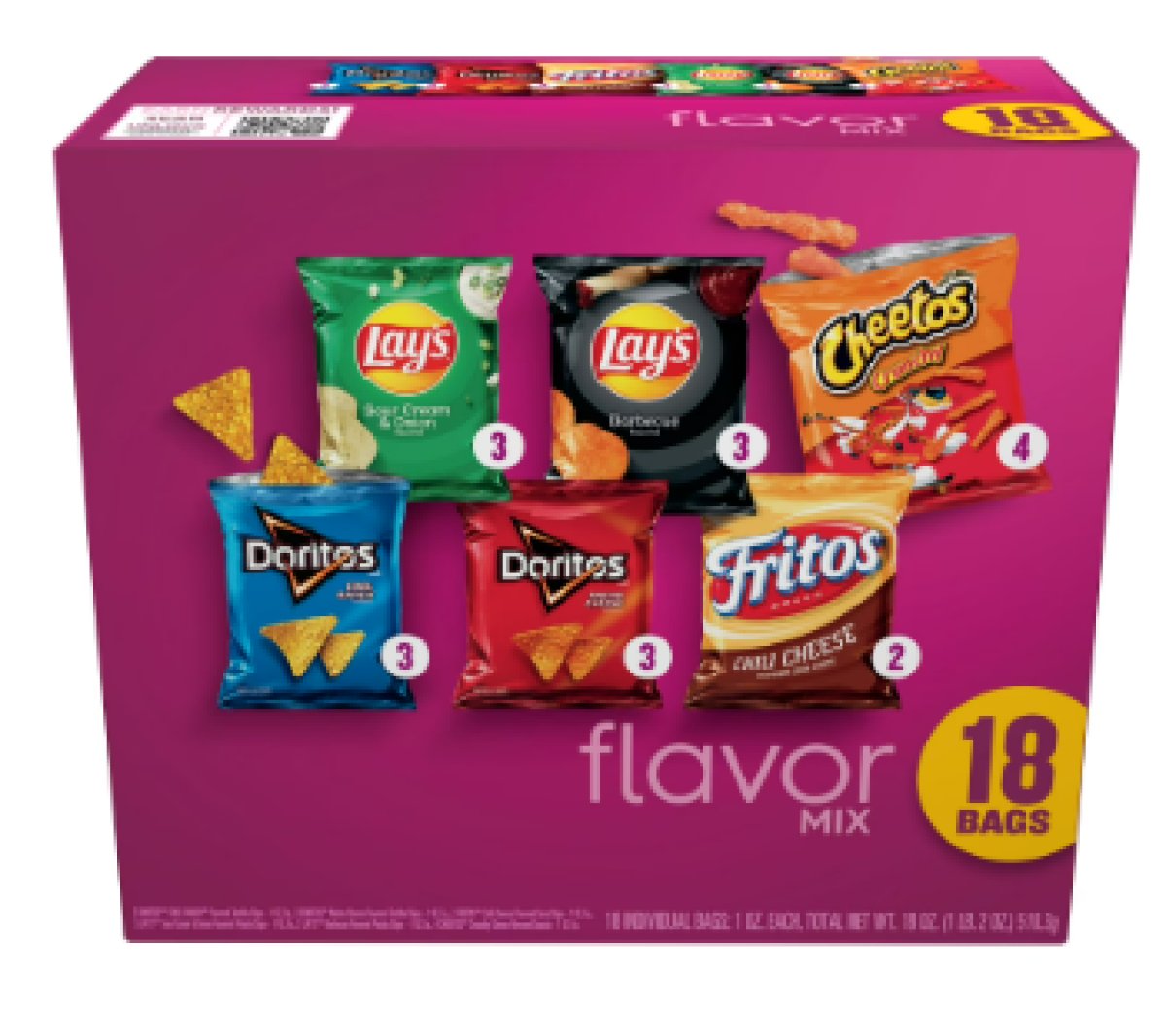 Frito Lay Variety Pack of Flavored Chips, 1 oz, 18 Count
