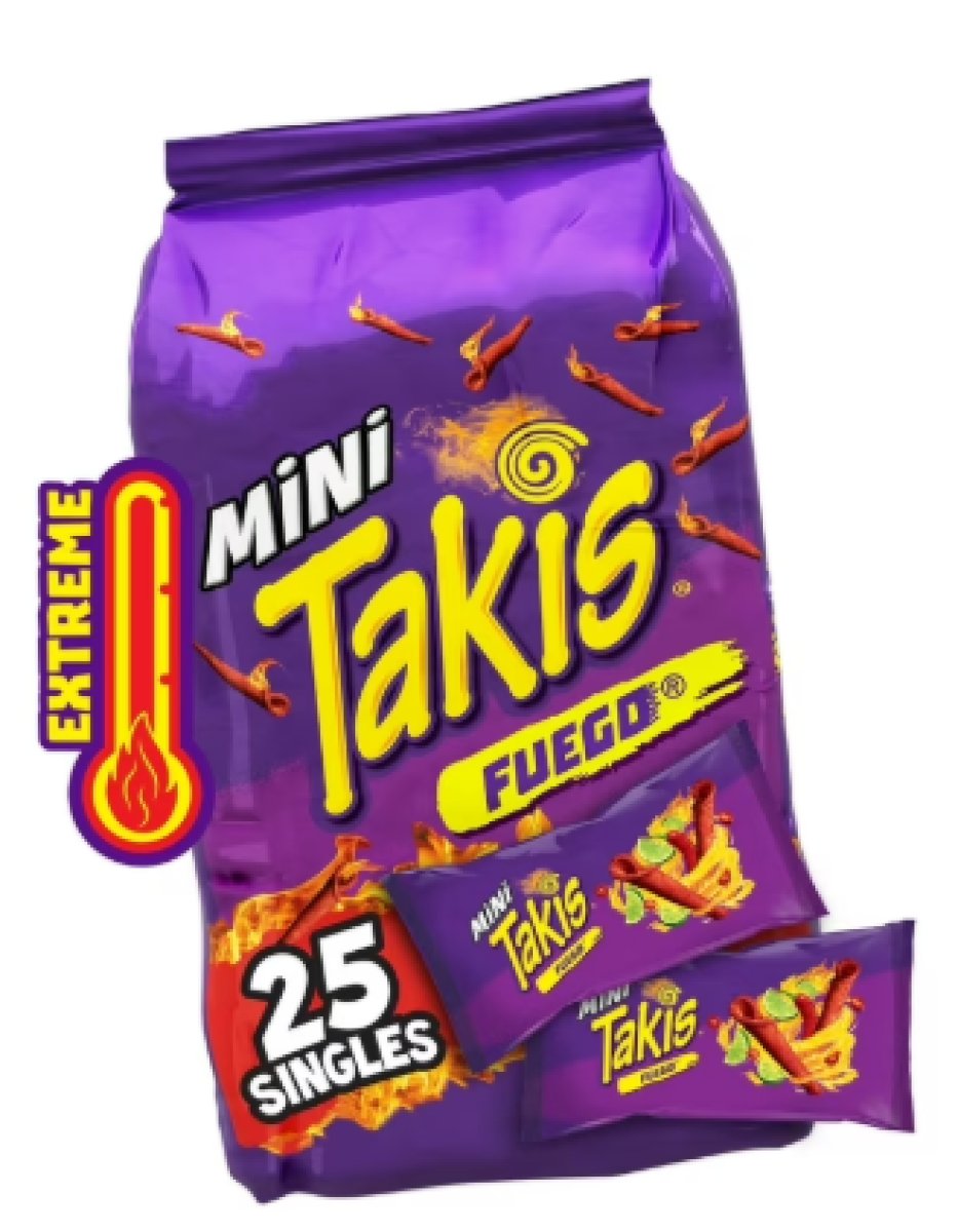 Takis Fuego Mini Multipack 25 Pcs / 1.23 oz, Spicy Chili & Lime Rolled Tortilla Chips