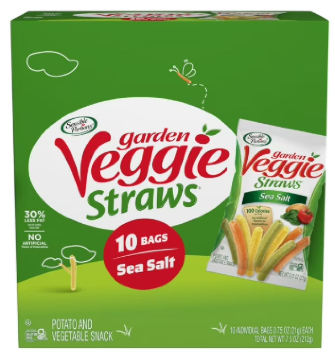 Sensible Portions Multi-Bag Garden Vegetable Sea Salt Straws, 0.75 oz Snack Bags (10 Count)