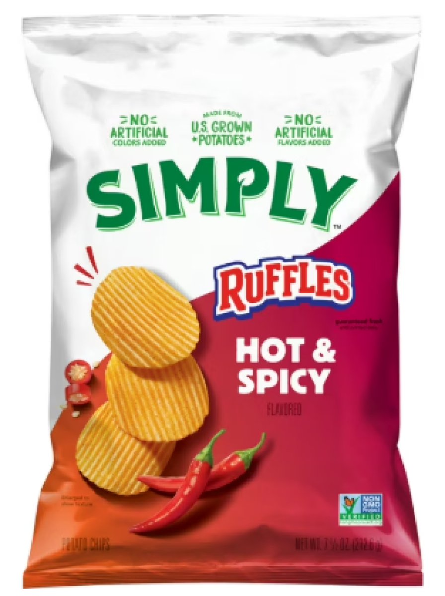 Ruffles Simply Spicy & Hot Potato Chips, 7.5 oz Bag