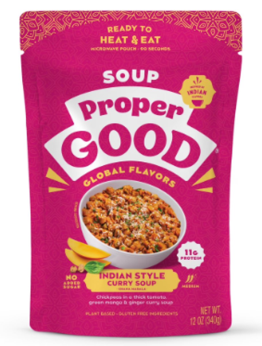 Proper Good Indian Style Curry Soup Ready to Serve Meal, Shelf Stable, 12 oz Bag