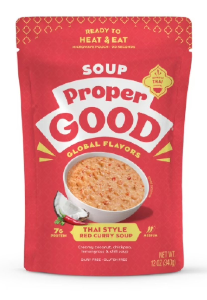 Proper Good Thai Style Red Curry Soup Ready to Serve Meal, Shelf Stable, 12 oz Bag