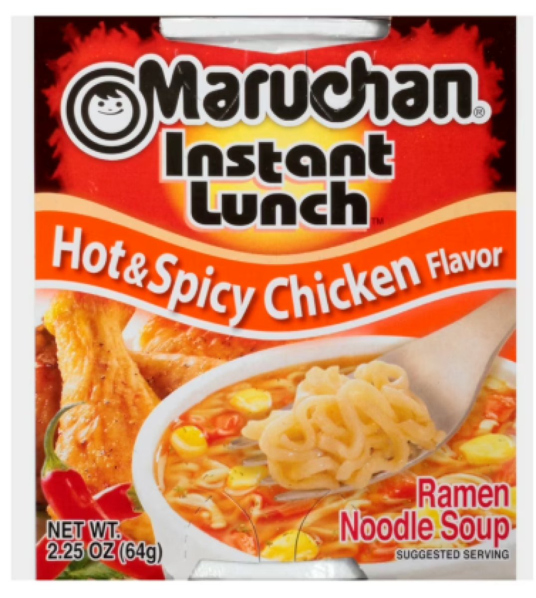Maruchan Instant Lunch Ramen Noodles, Spicy and Hot Chicken Flavor, Shelf Stable, 2.25 oz Cup