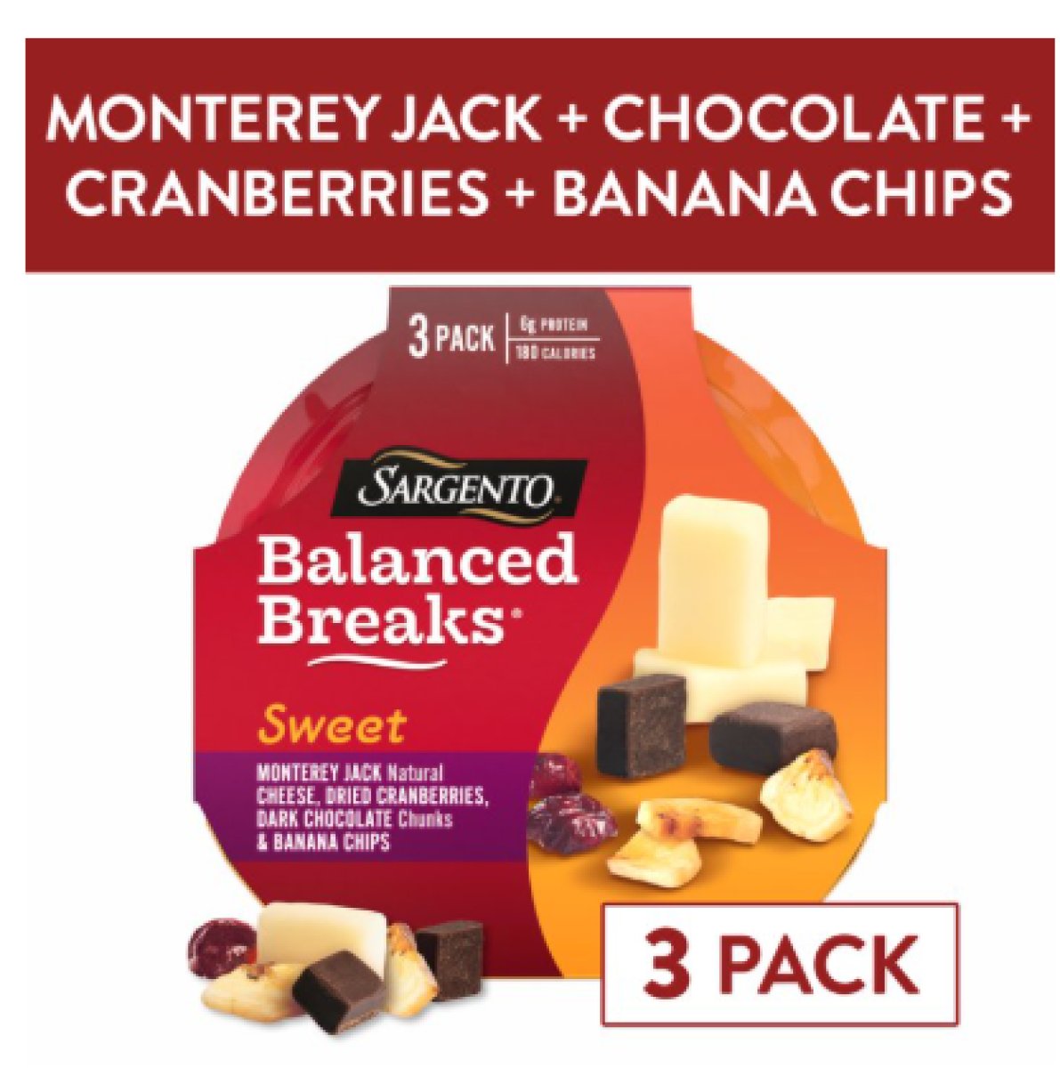 Sargento Monterey Jack Cheese Sweet Balanced Breaks, Nut Pieces and Chocolate