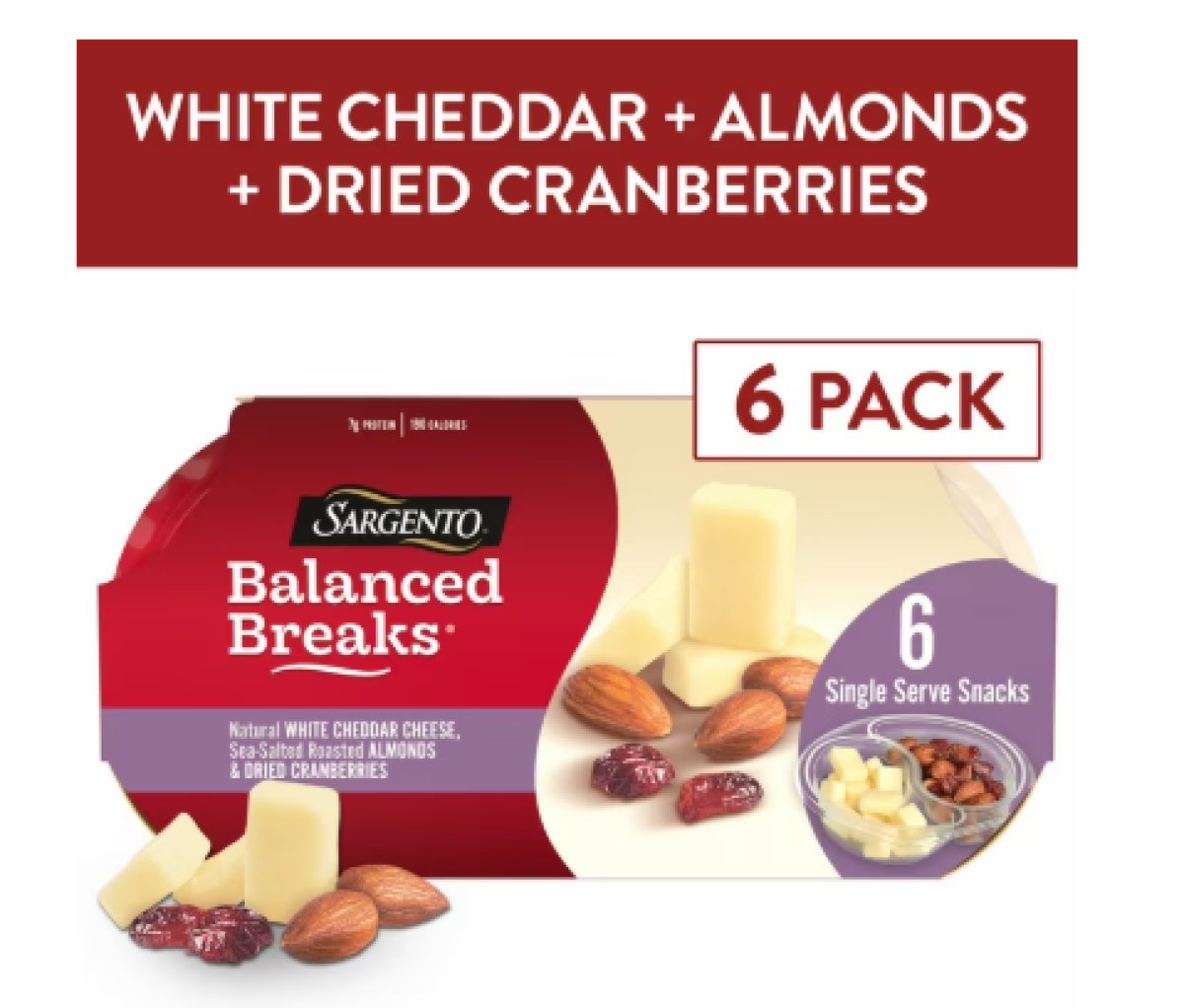 Sargento Balanced Breaks White Cheddar Cheese Toasted Almonds, Dried Cranberries