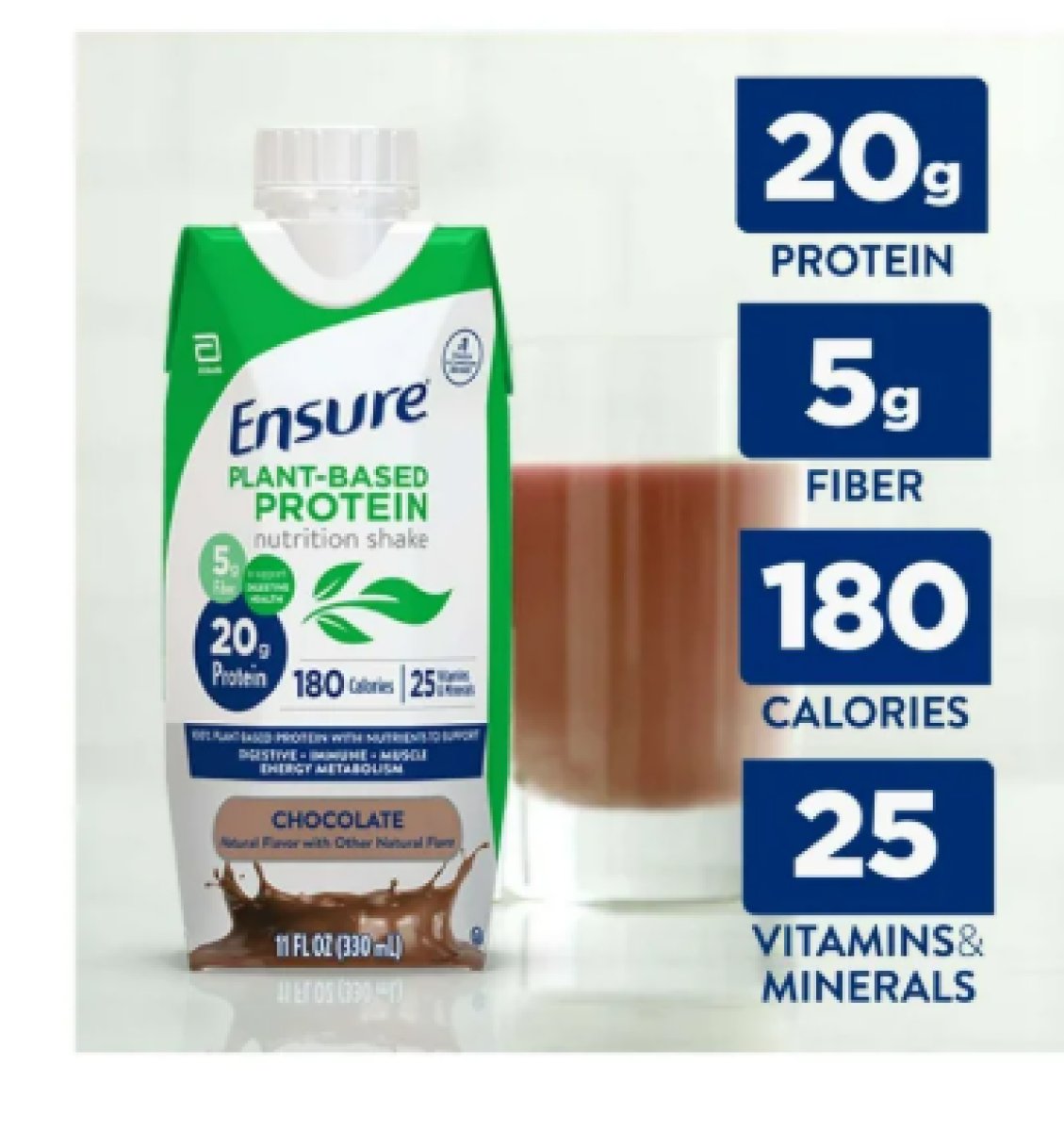 Ensure Plant-Based Protein Shake Chocolate, 11 Fl Oz, 4 Pack