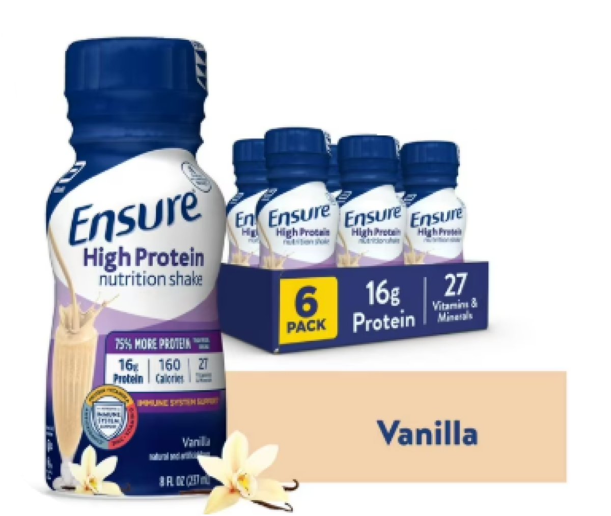 Ensure High Protein Nutritional Shake Vanilla, 8 fl oz, 6 Units
