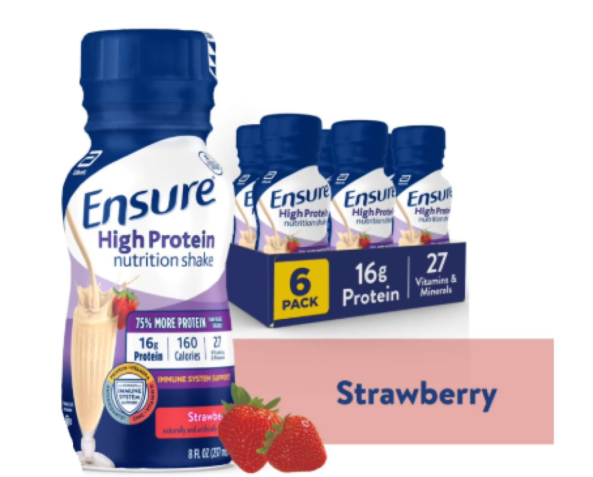 Ensure Strawberry High Protein Nutritional Shake, 8 fl oz, 6 Units