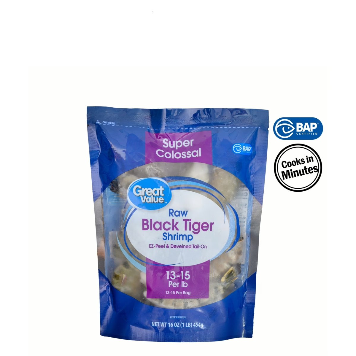 Black Tiger Easy Peel Shrimp Great Value, Frozen, 1 Pound