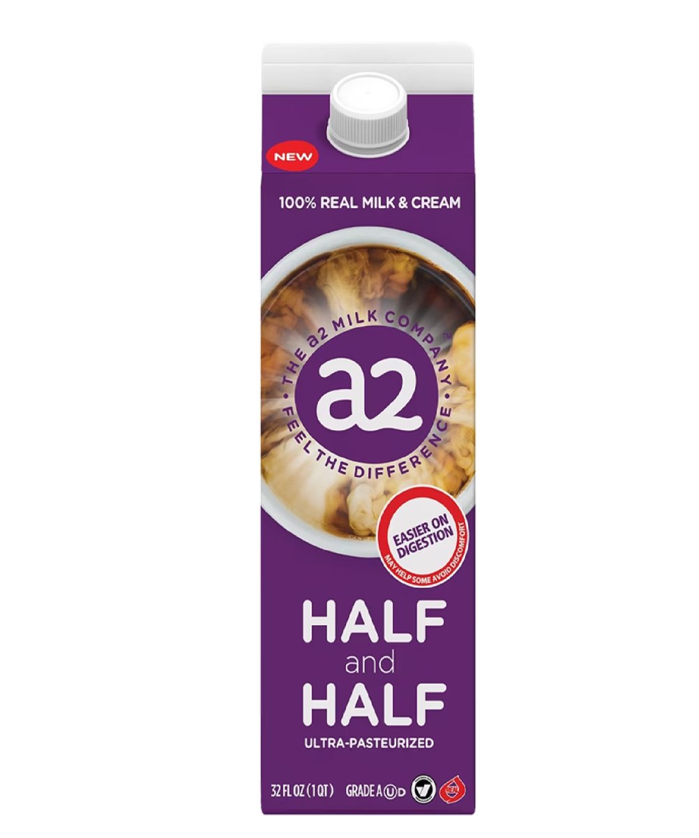 A2 Milk Half & Half Ultra-pasteurized, 32 oz carton