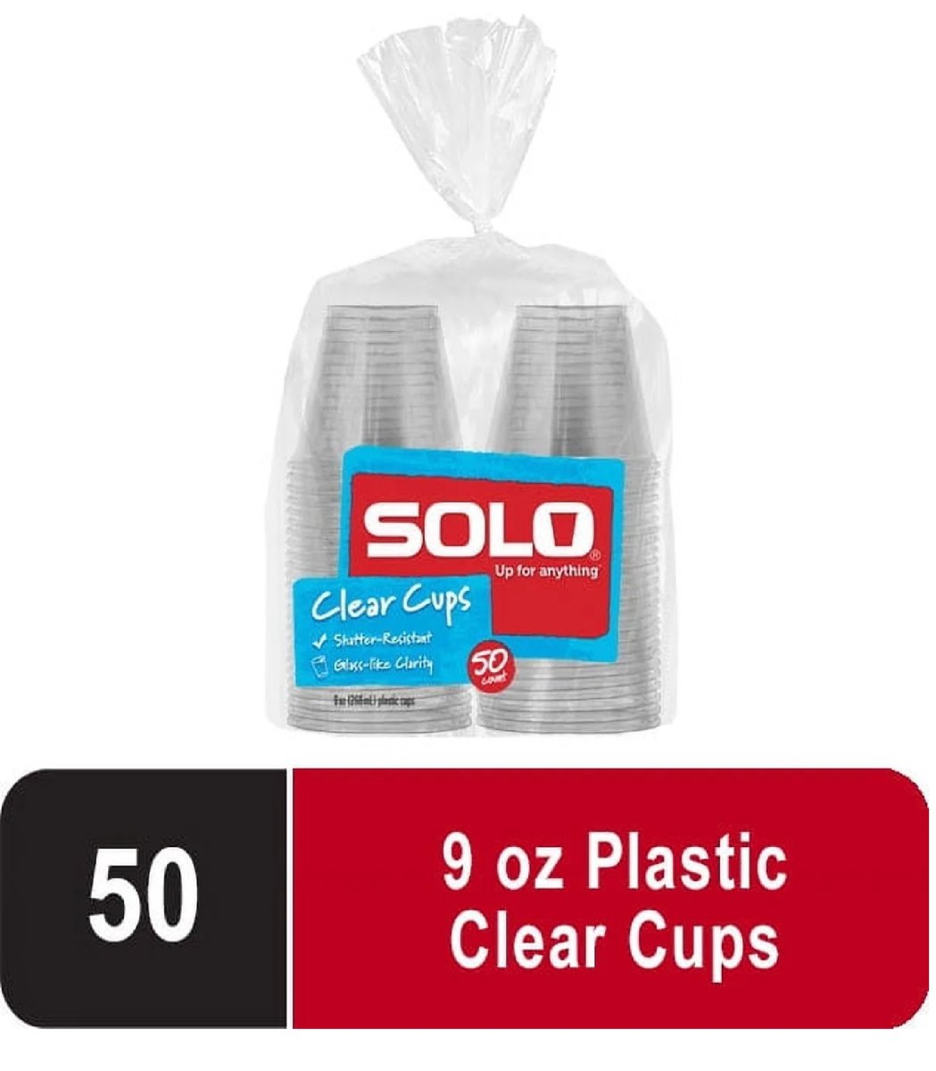Solo Party Clear Disposable Plastic Cups, 9 oz, 50 Count