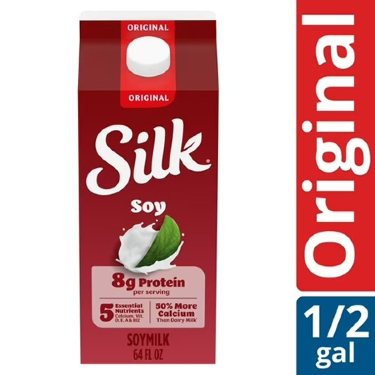 Silk Dairy Free, Gluten Free, Original Soy Milk, 64 fl oz Half Gallon