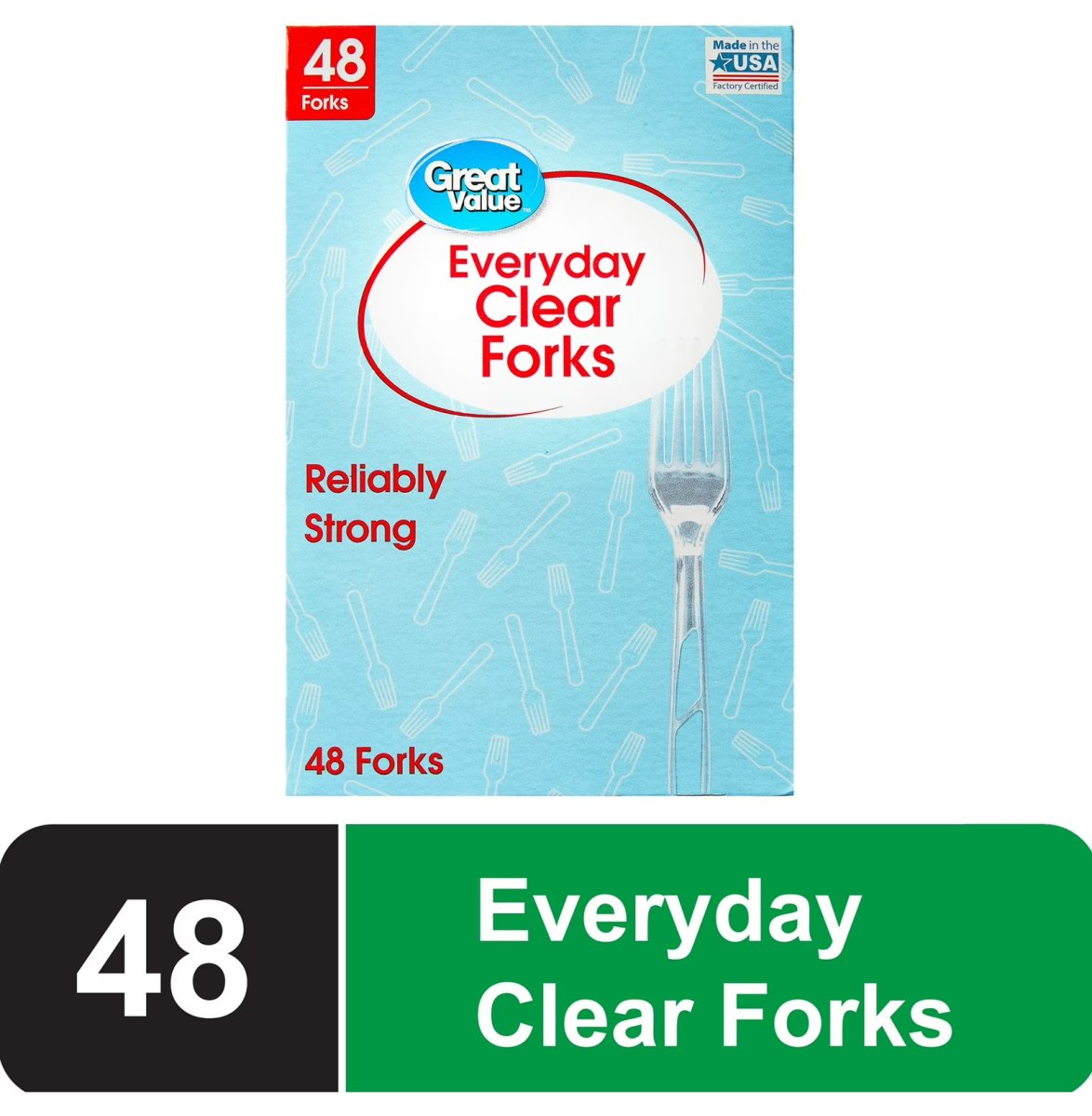 Great Value Everyday Clear Plastic Forks, 48 ​​Count