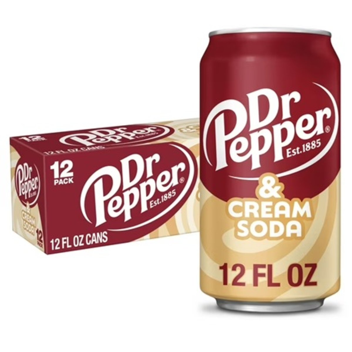 Dr Pepper & Cream Soda Pop, 12 fl oz, 12 Pack Cans