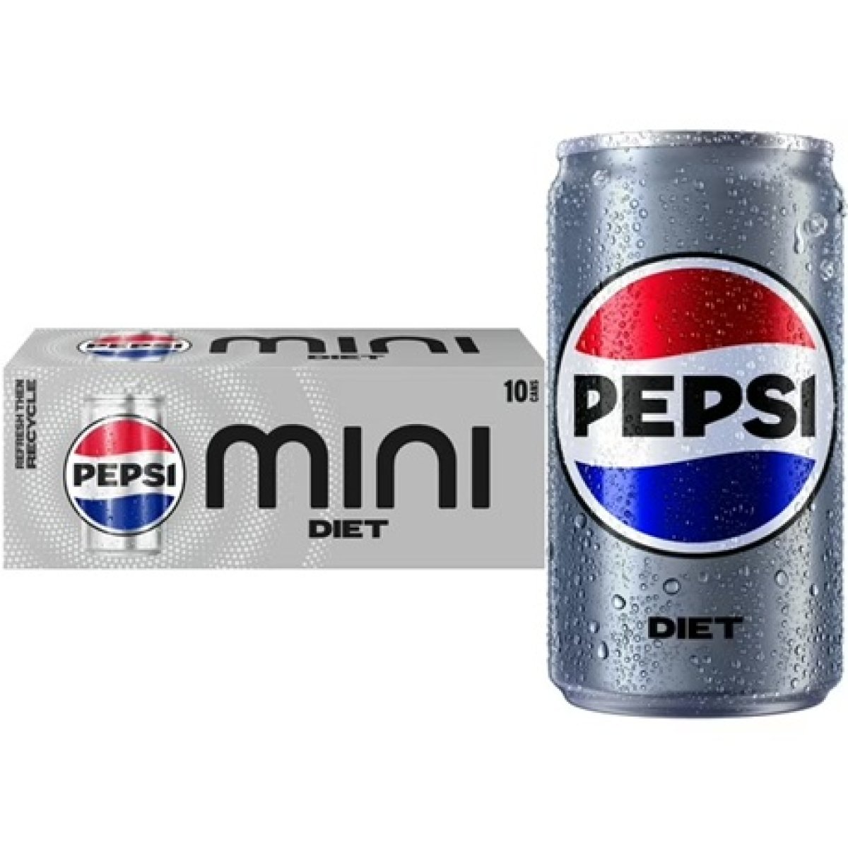 Diet Pepsi Cola Soda Pop, 7.5 fl oz, 10 Pack Mini Cans