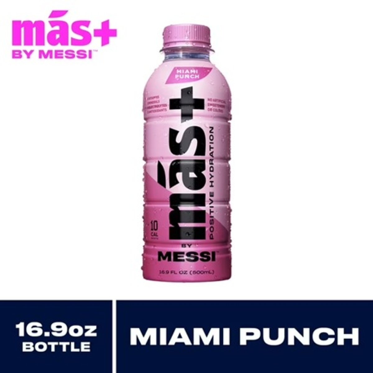 Mas+ by Messi Hydration Sports Drink Miami Punch, 16.9 fl oz Bottle