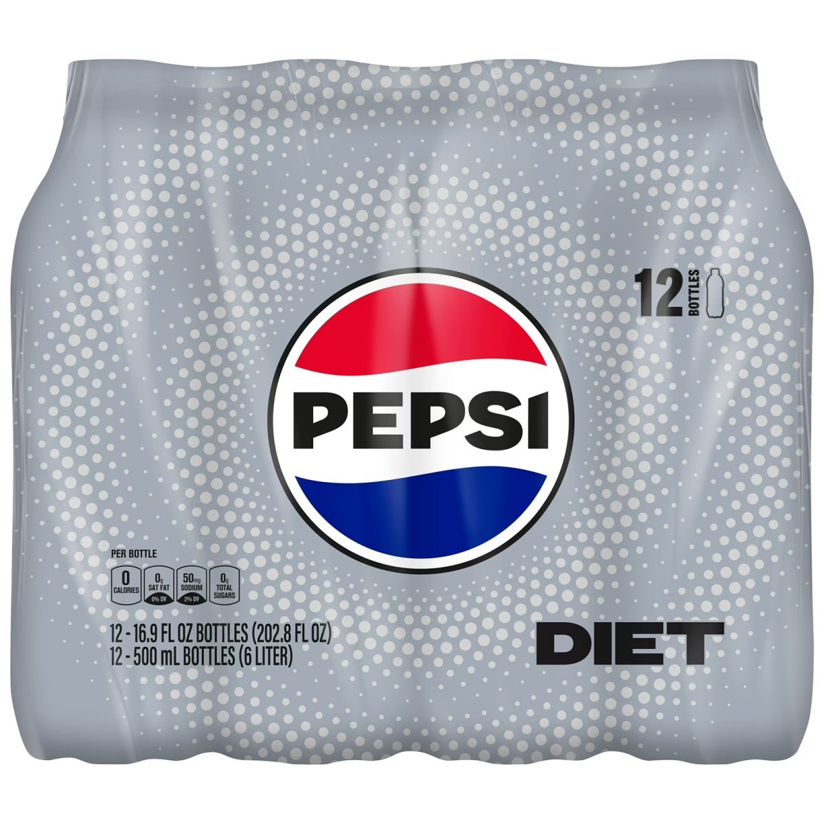 Diet Pepsi Soda, 16.9 oz Bottles, 12 Count