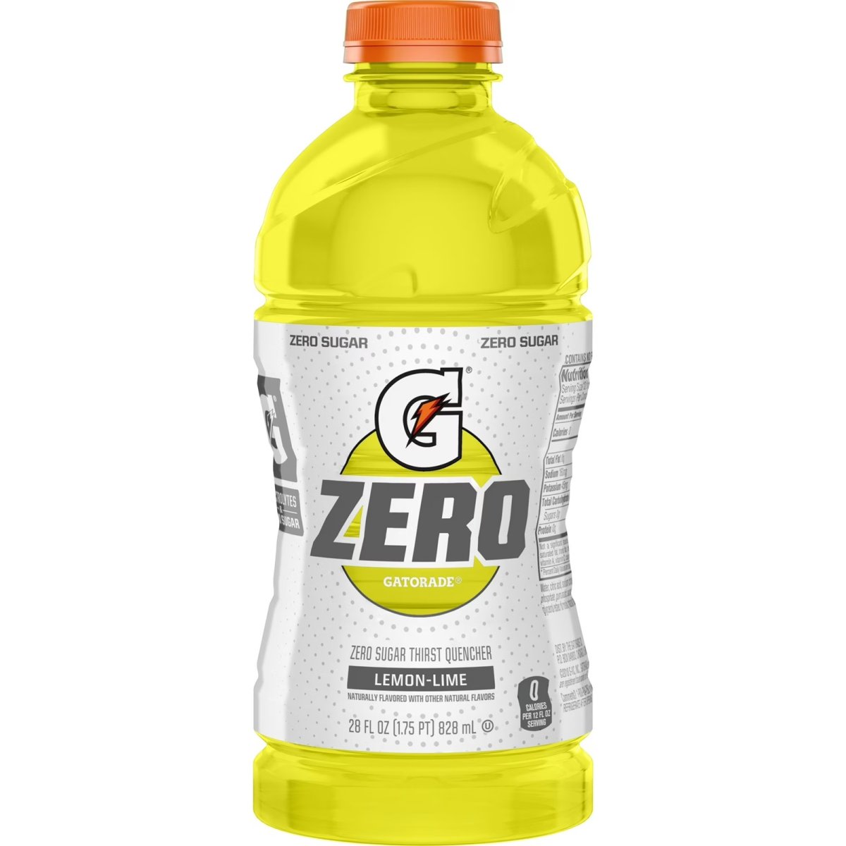Gatorade Zero Sugar Thirst Quencher, Lemon Lime Sports Drinks, 28 fl oz Bottle