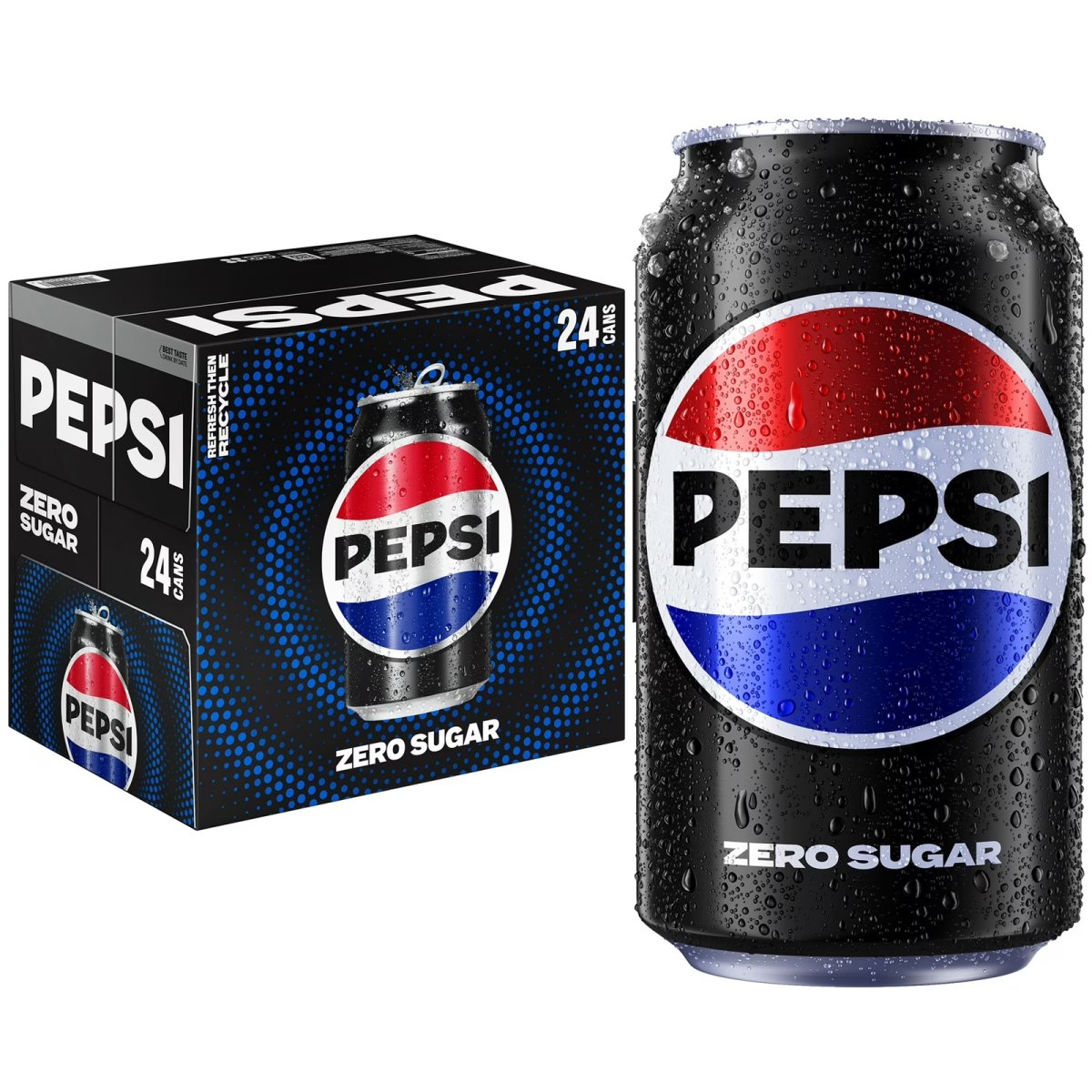 Pepsi Zero Sugar Cola Soft Drink 12 fl oz, 24 Units