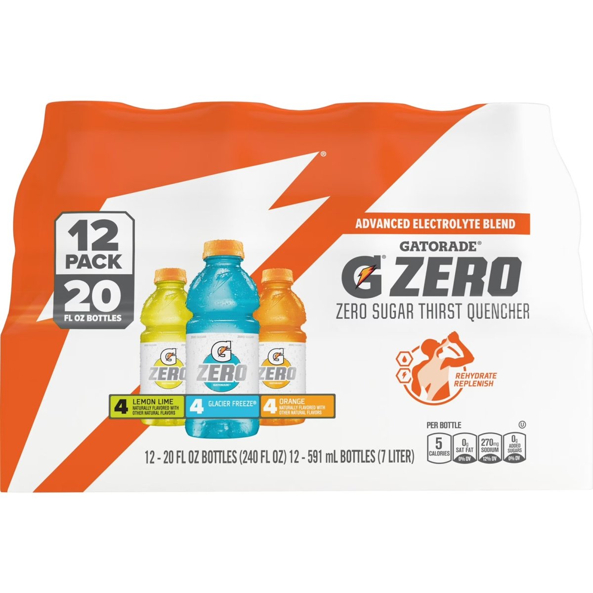 Gatorade Zero Sugar Thirst Quencher Variety, 20 fl oz, 12 Count