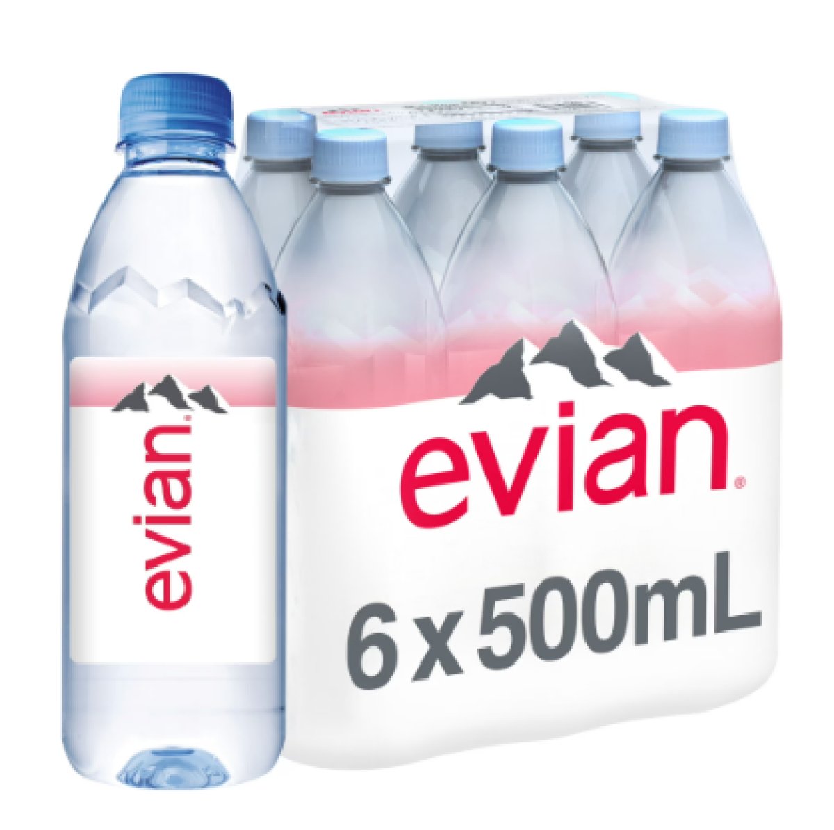 evian Natural Spring Water 16.9 fl oz, 6 Bottle Pack