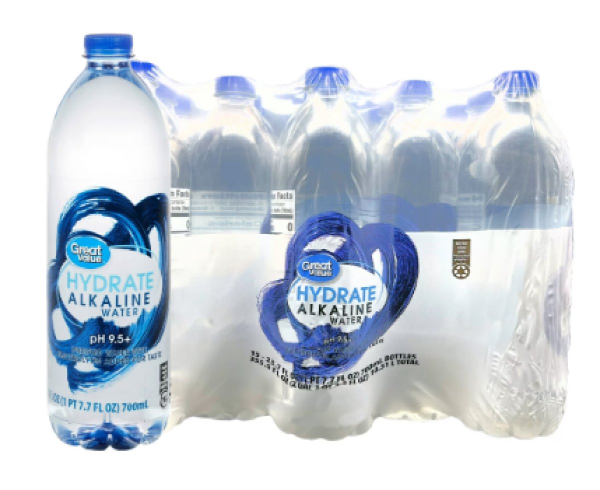 Great Value Hydrated Alkaline Water 23.7 fl oz, Bottle, 15 Units