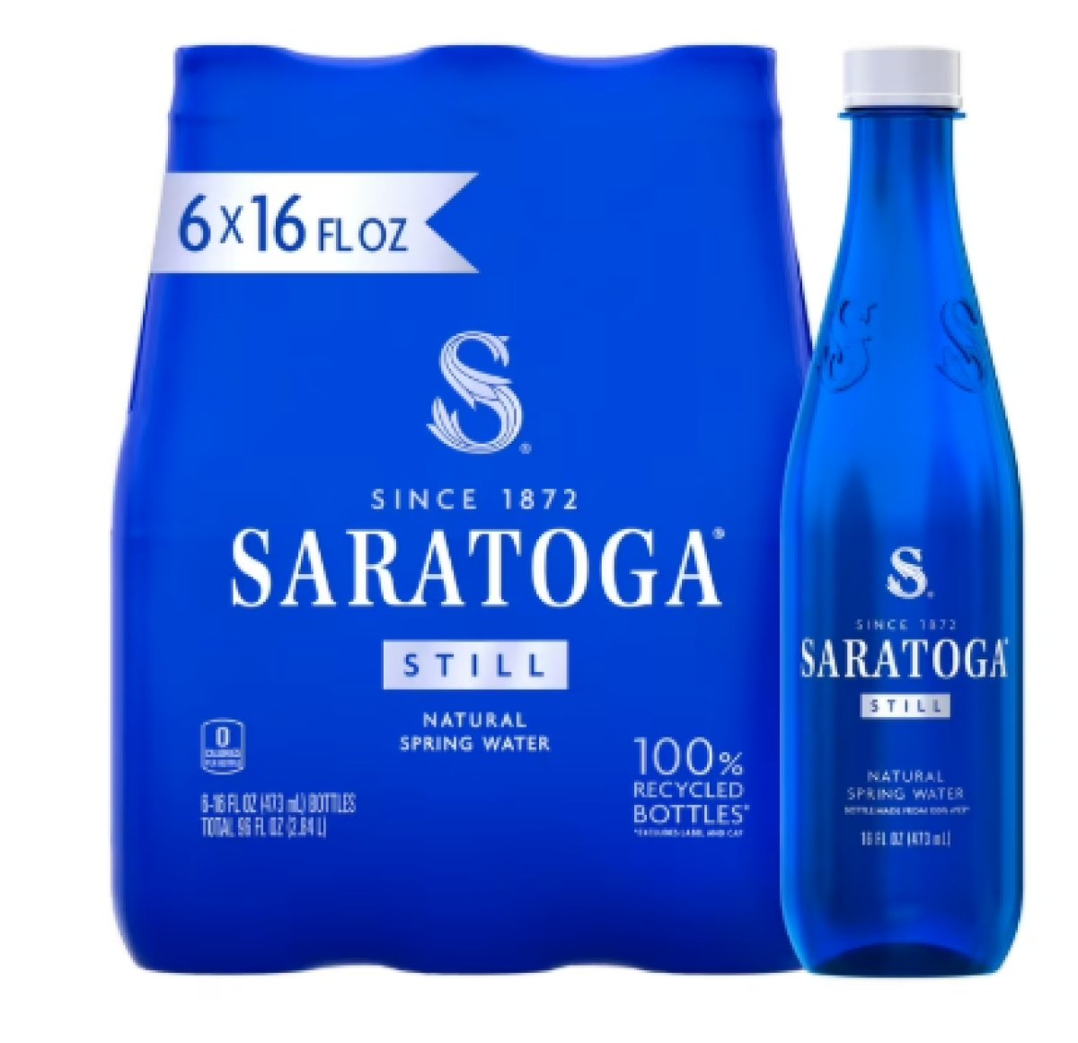 Saratoga Spring Water 16 fl oz, 6 Pack Plastic Bottles