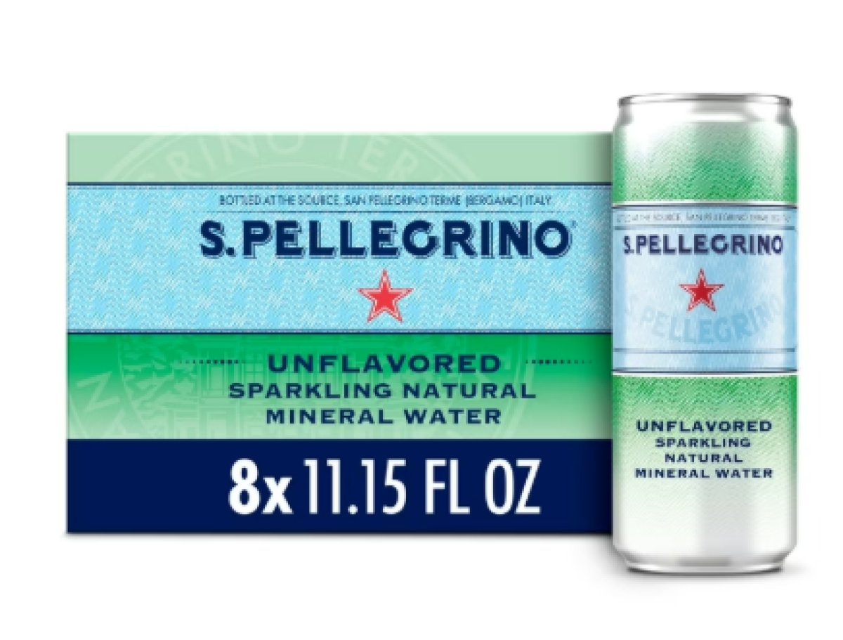 S.Pellegrino Natural Sparkling Mineral Water, Unflavored, 89.2 fl oz, 8-Pack of Cans