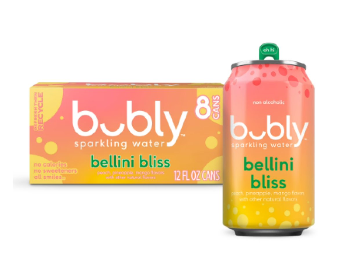 bubly Bellini Bliss Sparkling Water 12 fl oz, 8 Can Pack