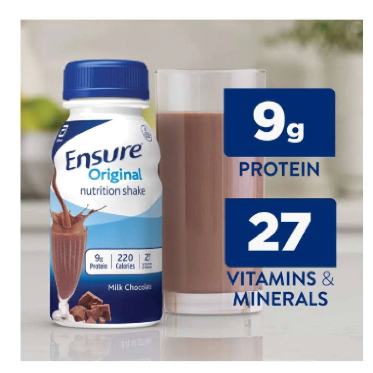 Ensure Original Nutritional Shake 9g of Protein, Milk Chocolate, 8 fl oz - 16 Pack