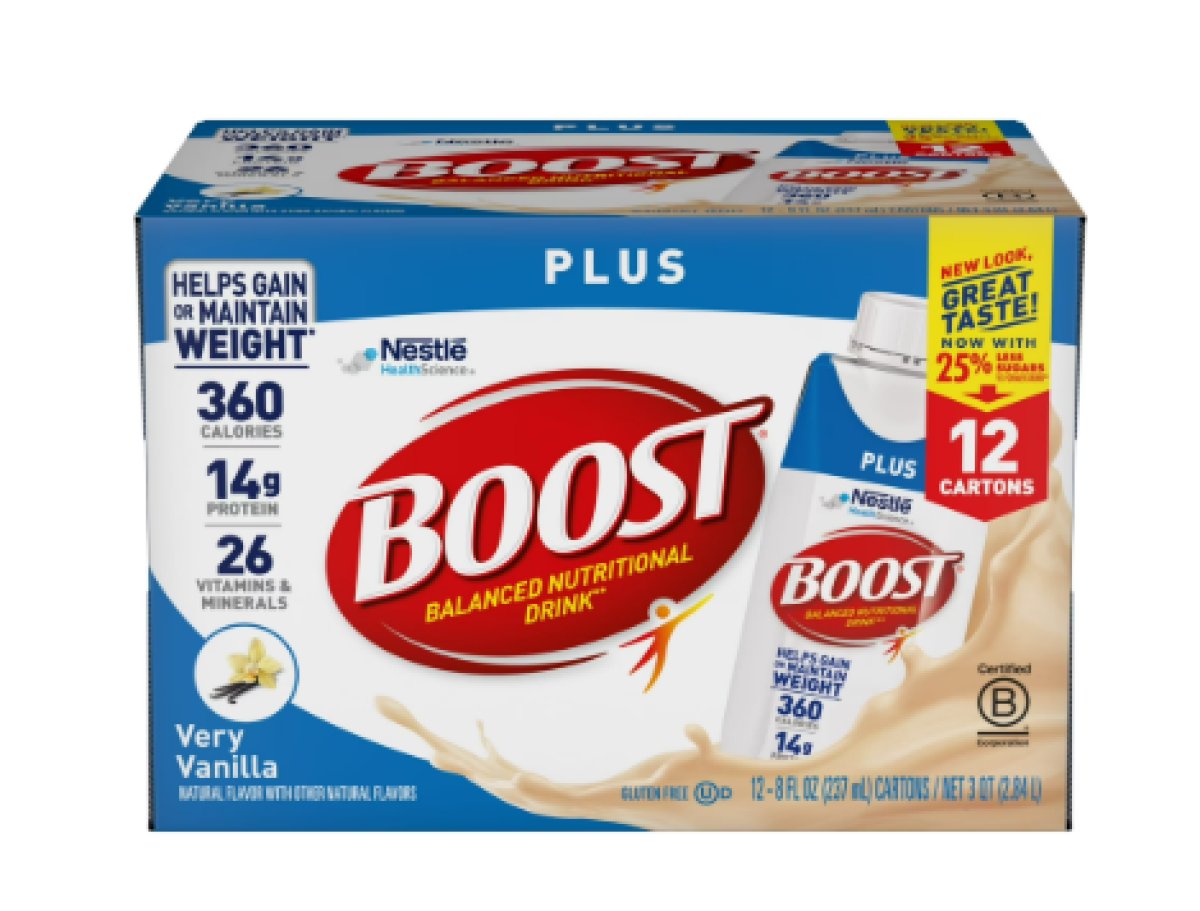 BOOST Plus Nutritional Drink, Protein Shakes, Vanilla Very, 8 fl oz, 12 Pack