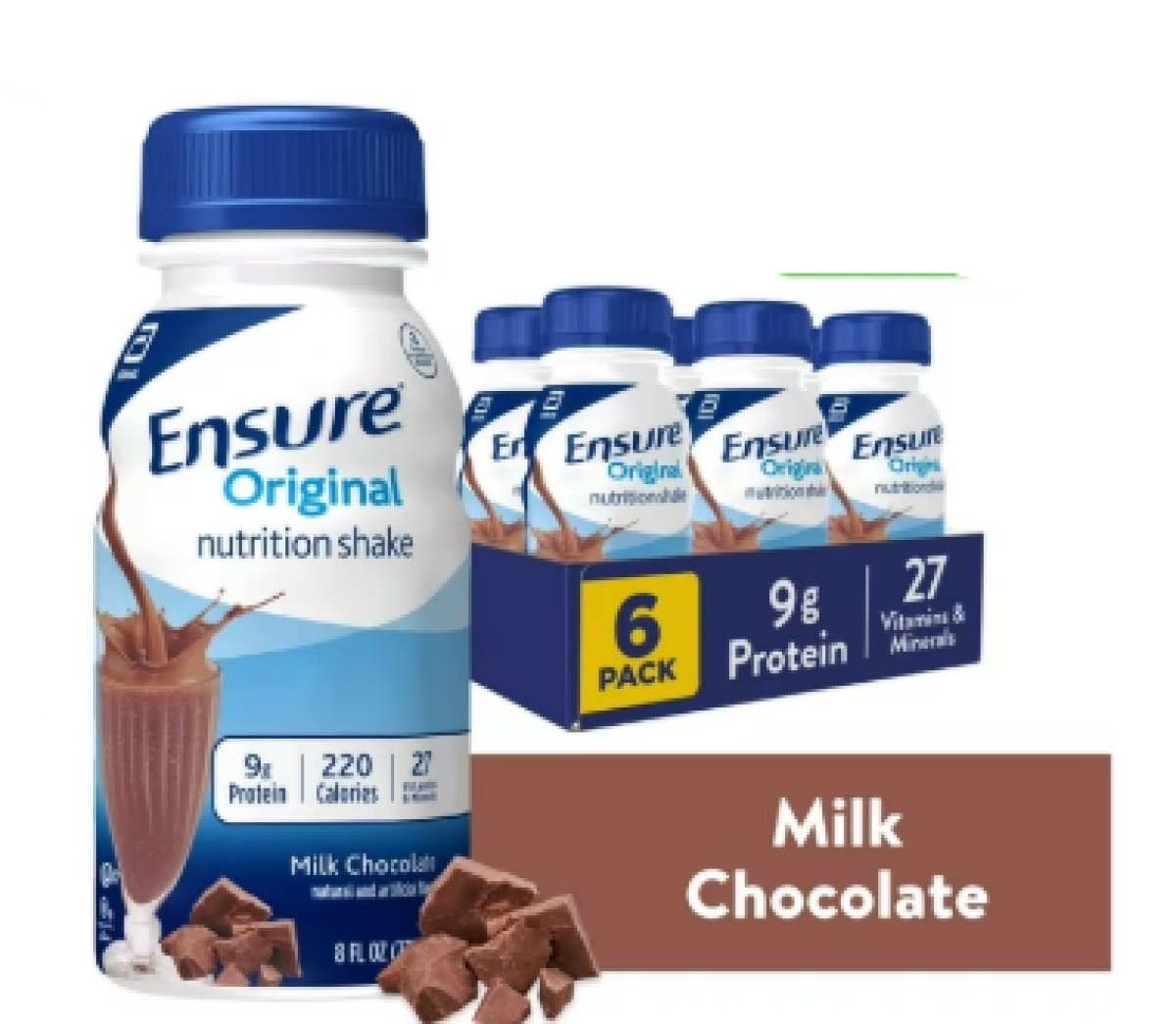 Ensure Original Nutritional Shake 9g of Protein, Milk Chocolate, 8 fl oz - 6 Pack