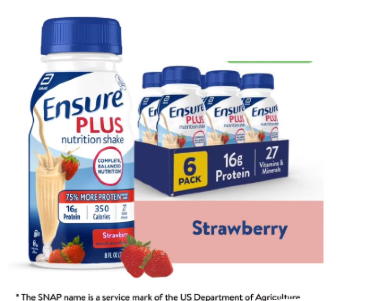 Ensure Plus Nutritional Meal Replacement Shake Strawberry, 16g of Protein, 8 fl oz - 6 Pack