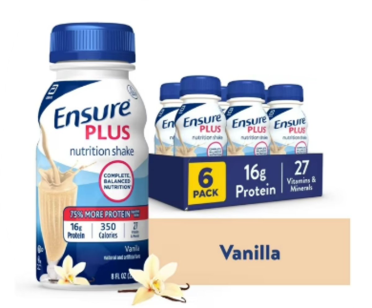 Ensure Plus Nutritional Meal Replacement Shake, Vanilla, 16g of Protein, 8 fl oz - 6 Pack