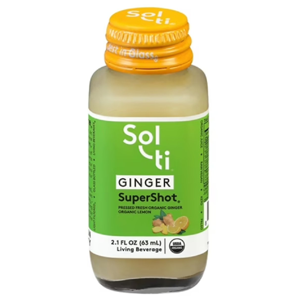 Sol-ti Ginger SuperShot, Organic Cold-Pressed Concentrated Juice, 2.1 oz, with Ginger and Lemon