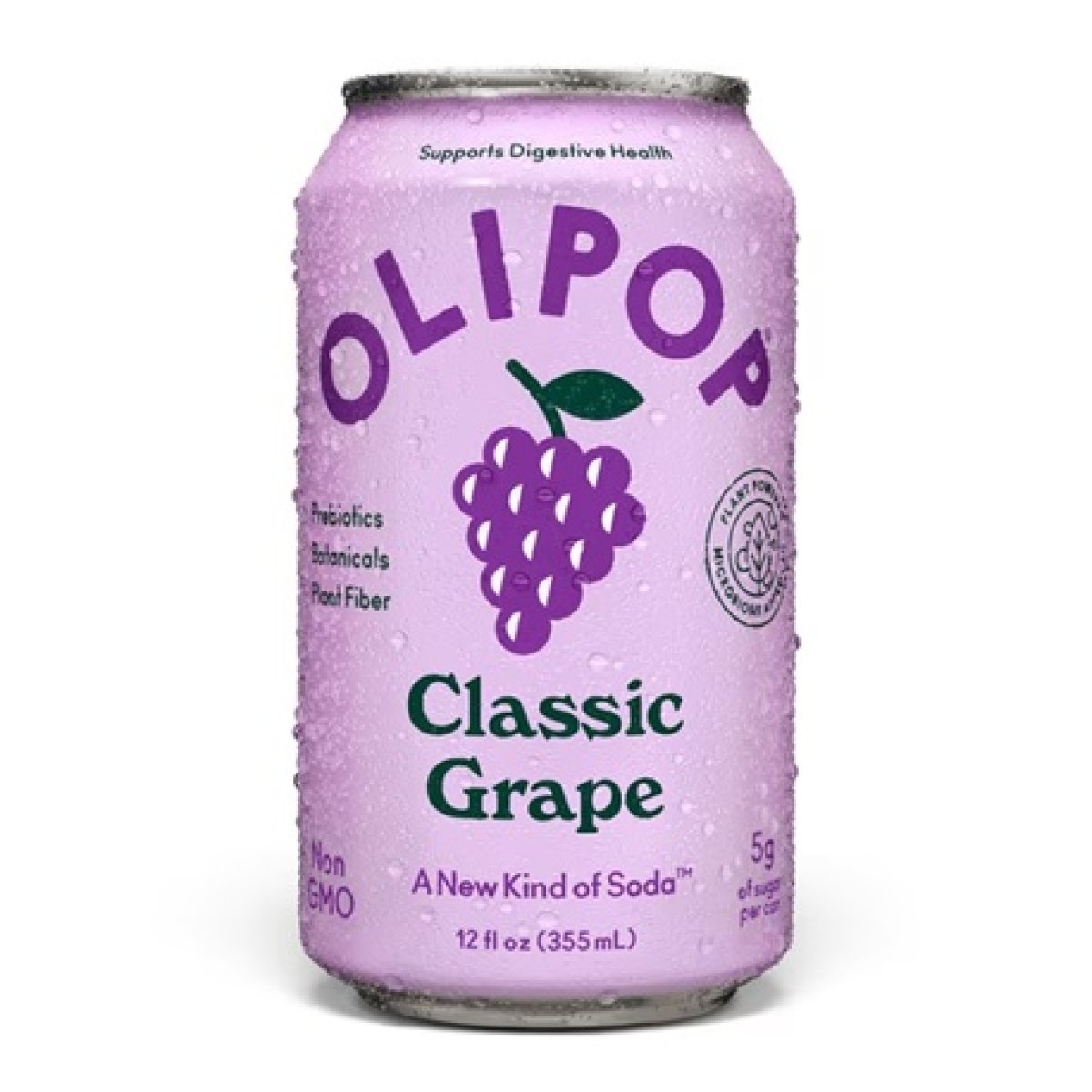 OLIPOP Prebtiotic Soda, Classic Grape, 12 fl oz, Refrigerated