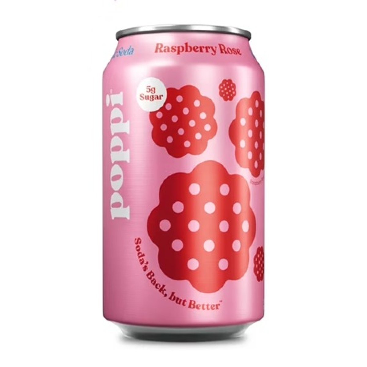 poppi Raspberry Rose Prebiotic Soda Cold, 12 fl oz Can, Single Can
