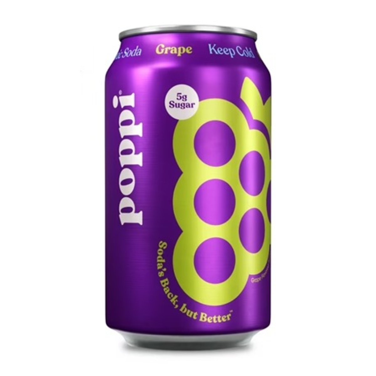 poppi Grape Prebiotic Soda Cold, 12 fl oz Can, Single Can