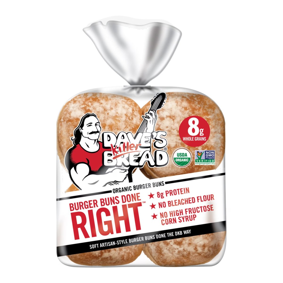 Dave's Killer Bread Burger Buns Done Right, Organic Hamburger Buns, 8 Ct, 17.6 oz, Shelf-Stable