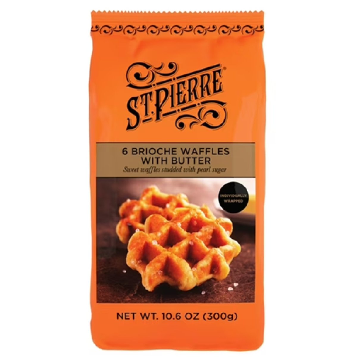 St Pierre, Butter Brioche Waffles, 6 Bags, Belgian Waffles, 10.6 oz Bag