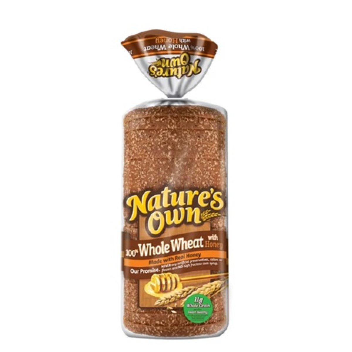 Nature's Own 100% Whole Wheat Bread with Honey, Soft Sliced Whole Grain Bread, 16 oz, Shelf-Stable