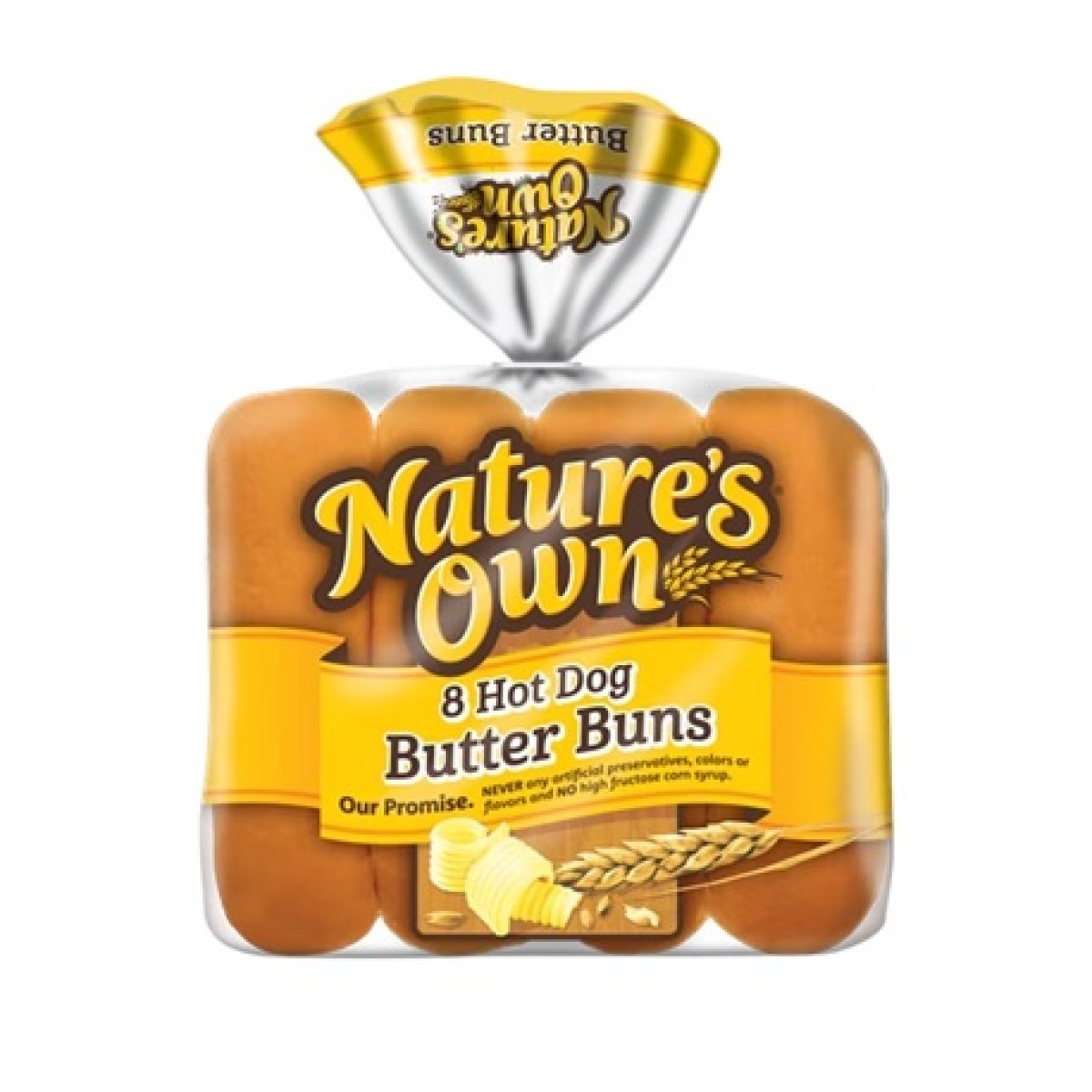 Nature's Own Hot Dog Butter Buns, Soft White Bread Hot Dog Buns, 8 Count