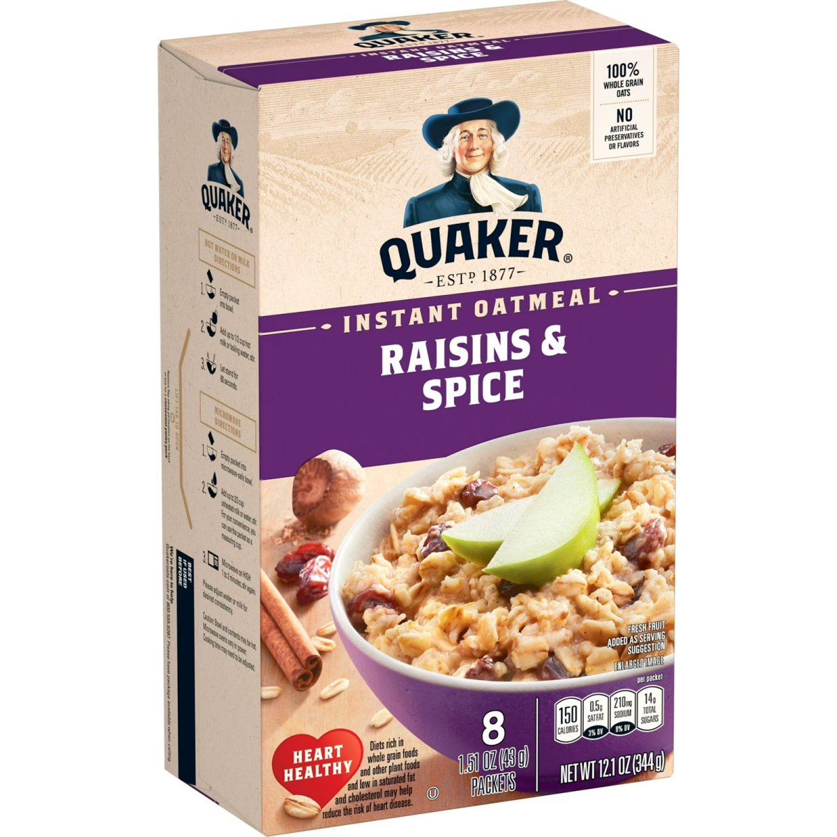 Quaker Instant Oatmeal Raisin Spice 12.1 Oz Box